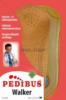 Pedibus Walker 3/4-es gyógytalpbetét valódi bőrből, haránt- és lúdtalpemeléssel, sarokpárnával