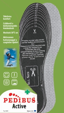 Pedibus Active talpbetét aktív szénnel, vászon felsőrésszel, mosható és méretre vágható kialakítással