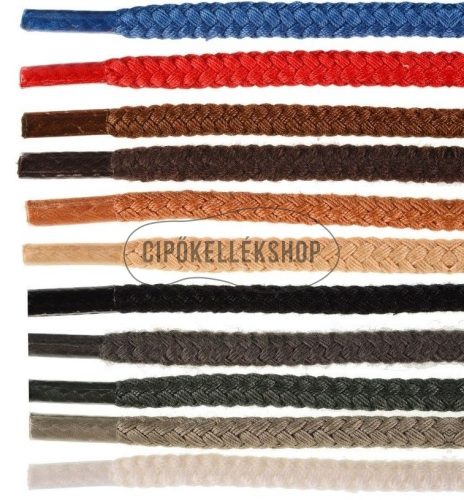 Vastag, gömbölyű fekete pamut cipőfűző több méretben (60–180 cm)