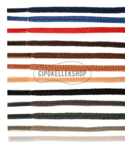 Sötétkék vékony gömbölyű pamut cipőfűző különböző hosszúságokban