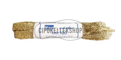 Lurex cipőfűzők 120 cm hosszban – arany, ezüst és kombinált árnyalatokban