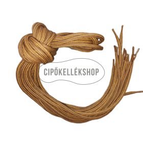 Barna–mustársárga csíkos pamut cipőfűző – 4 mm vastag, 100 / 120 / 140 cm hosszúságban