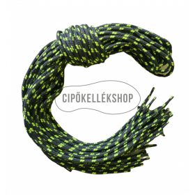 Szürke–neonzöld mintás gömbölyű cipőfűző – 4 mm vastagság, 120 / 140 cm hossz