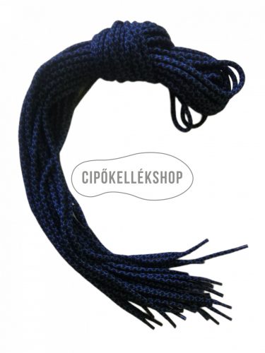 Fekete–kék mintás pamut cipőfűző – gömbölyű, 4 mm vastag, 100 / 120 / 140 cm hosszúságban