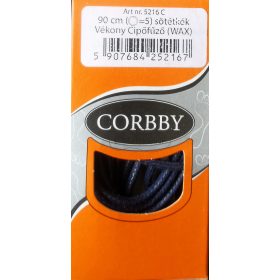 Corbby sötétkék waxos cipőfűző – vékony, gömbölyű, 75 és 90 cm
