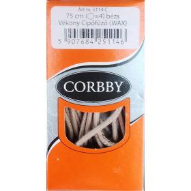 Corbby bézs waxos cipőfűző – vékony, gömbölyű, 75 és 90 cm hosszúságban