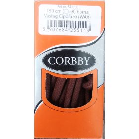 Corbby barna waxos cipőfűző – vastag, gömbölyű, 150 cm-es cipőfűző