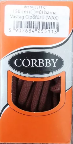 Corbby barna waxos cipőfűző – vastag, gömbölyű, 150 cm-es cipőfűző