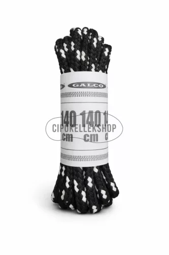 Vastag gömbölyű fekete-fehér cipőfűző 4 mm 140 cm