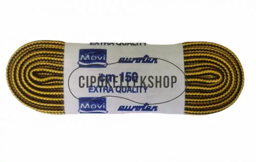 Movi trekking cipőfűző sárga-barna (T31) – 6 mm-es, kör profilú pamut fűző bakancshoz és túracipőhöz