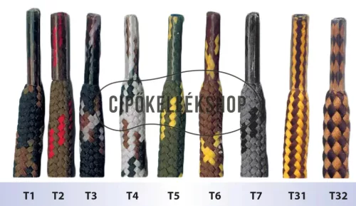 Movi cipőfűző szürke-terepmintás (T3) – 6 mm-es pamut trekking fűző túracipőhöz, bakancshoz
