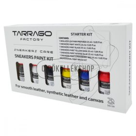 Komplett cipőfestő készlet bőrre és vászonra – 5 színes festék, Deglazer előkészítő és ecsetek kartondobozban